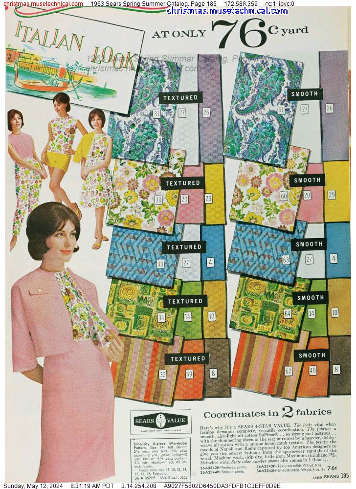 1963 Sears Spring Summer Catalog, Page 185