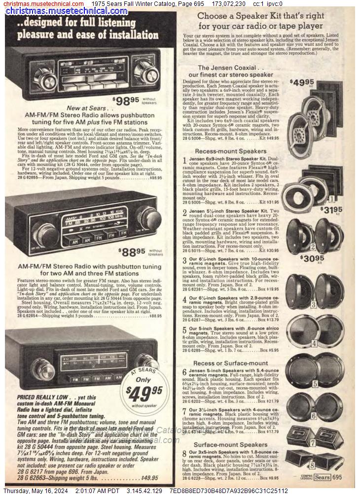 1975 Sears Fall Winter Catalog, Page 695