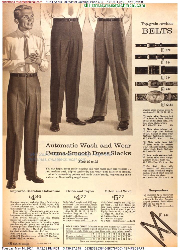 1961 Sears Fall Winter Catalog, Page 493