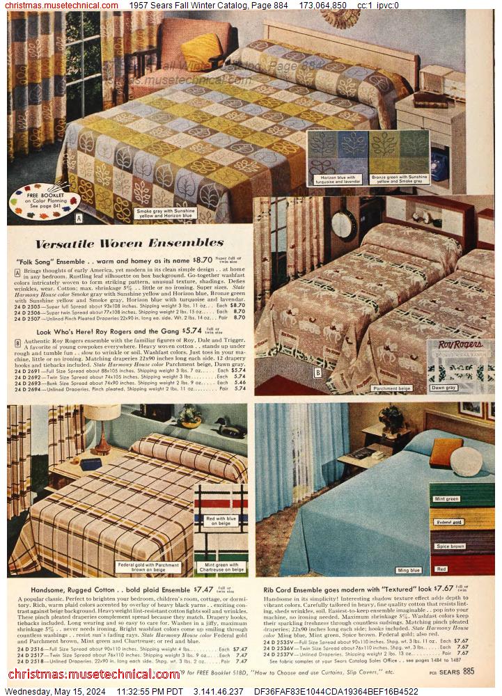 1957 Sears Fall Winter Catalog, Page 884