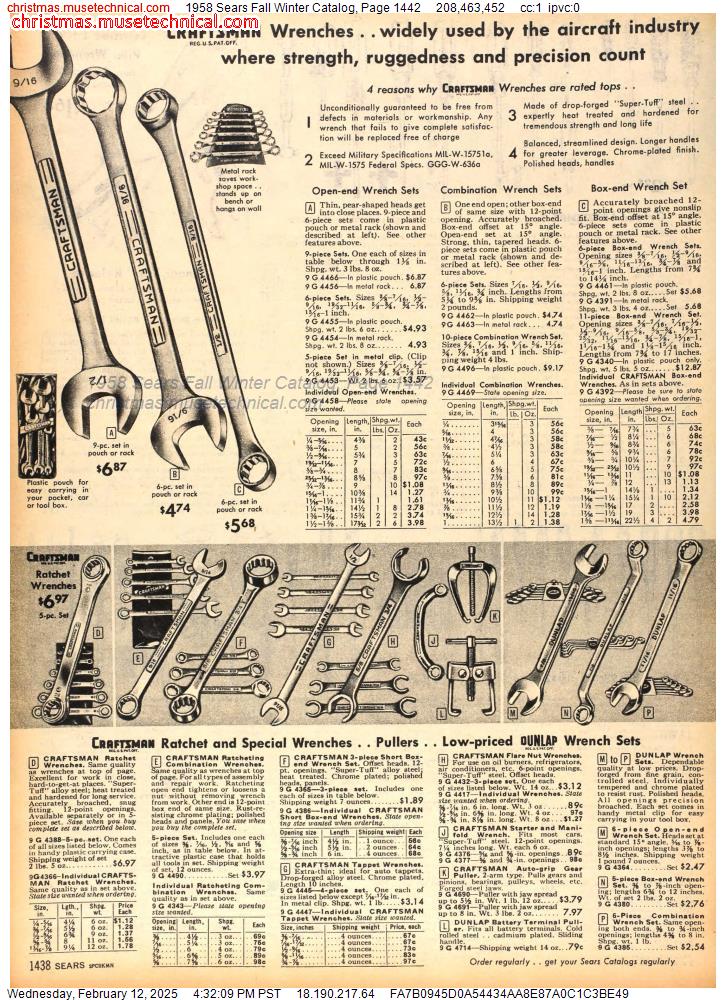 1958 Sears Fall Winter Catalog, Page 1442