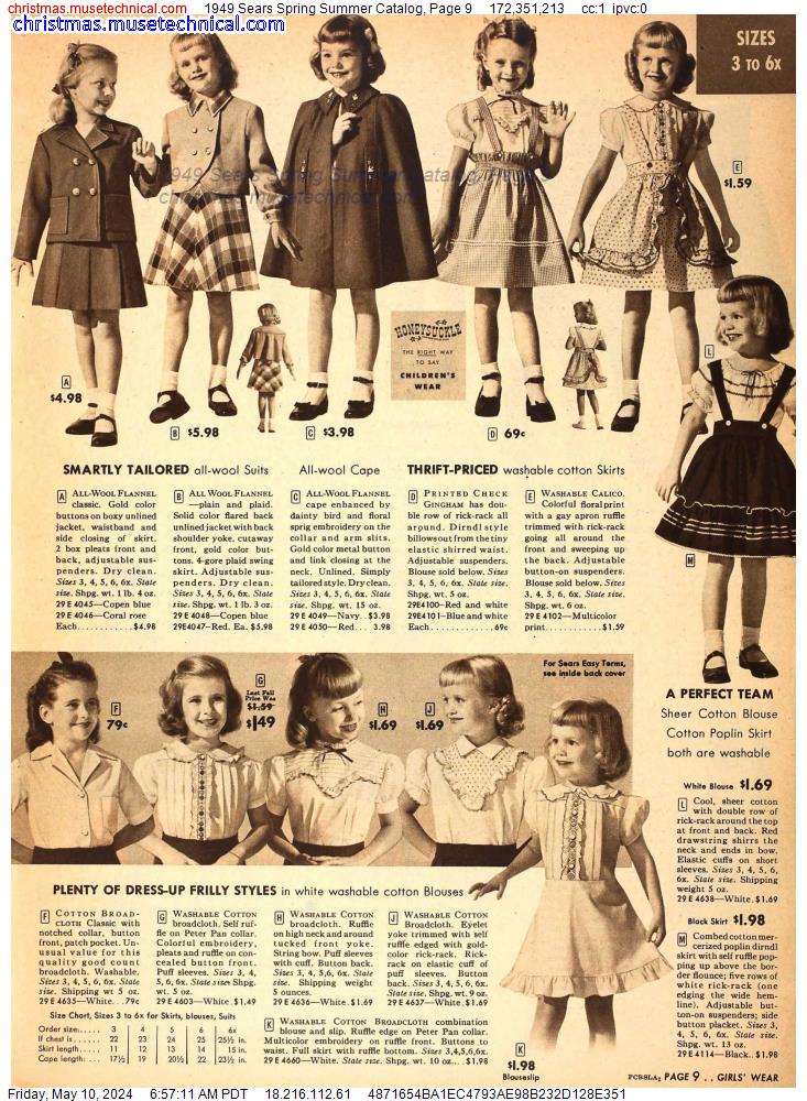 1949 Sears Spring Summer Catalog, Page 9