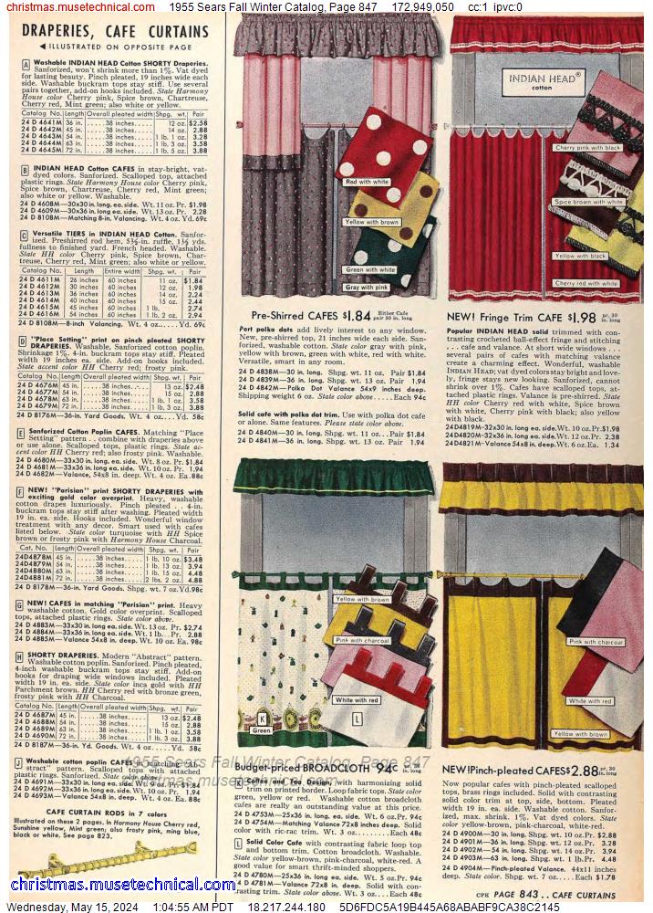 1955 Sears Fall Winter Catalog, Page 847