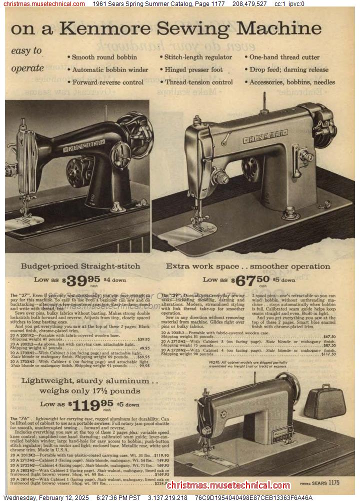 1961 Sears Spring Summer Catalog, Page 1177