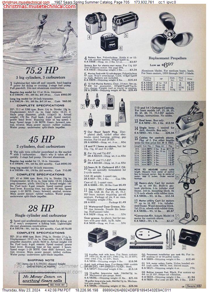 1967 Sears Spring Summer Catalog, Page 705