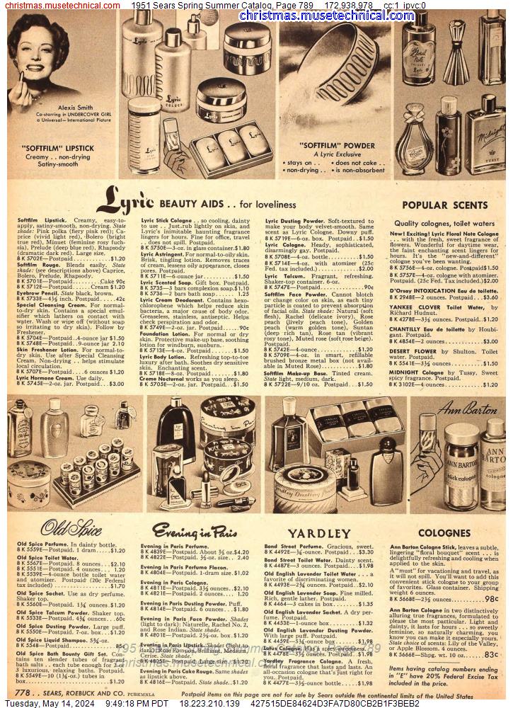 1951 Sears Spring Summer Catalog, Page 789
