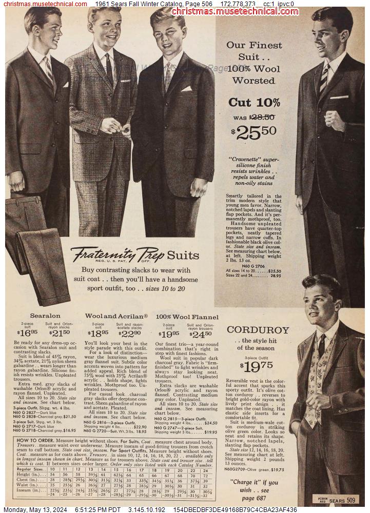 1961 Sears Fall Winter Catalog, Page 506