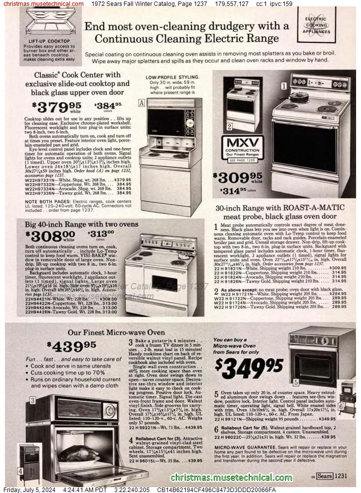 1972 Sears Fall Winter Catalog, Page 1237