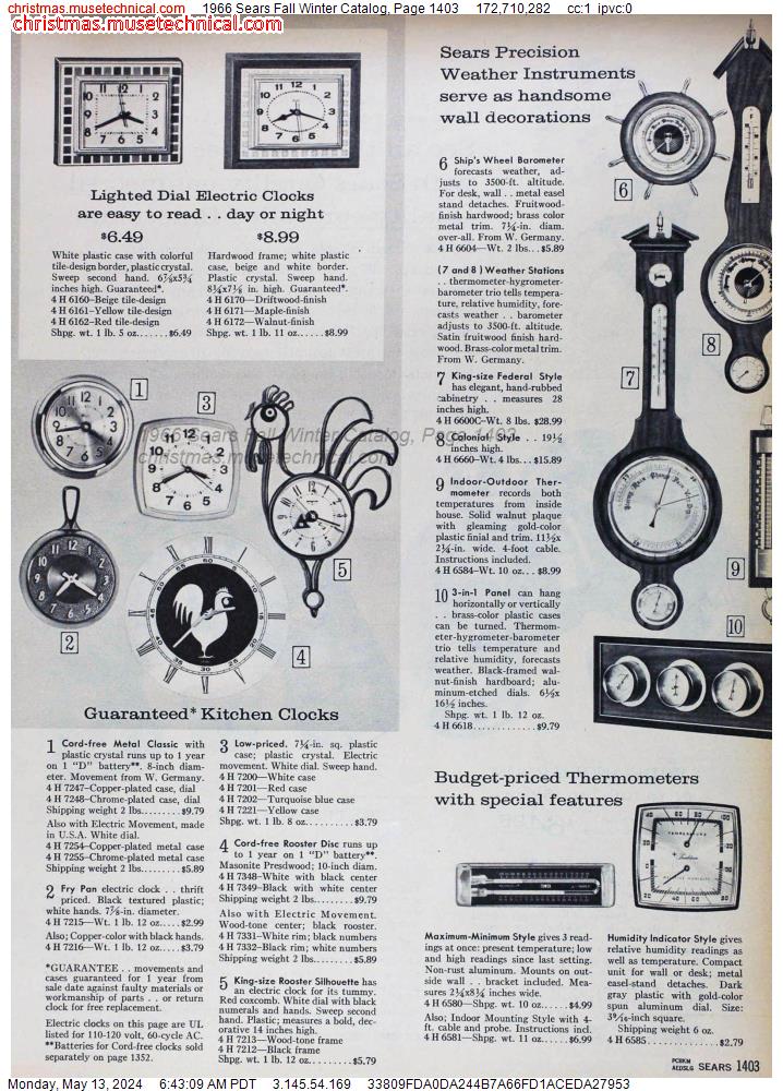 1966 Sears Fall Winter Catalog, Page 1403