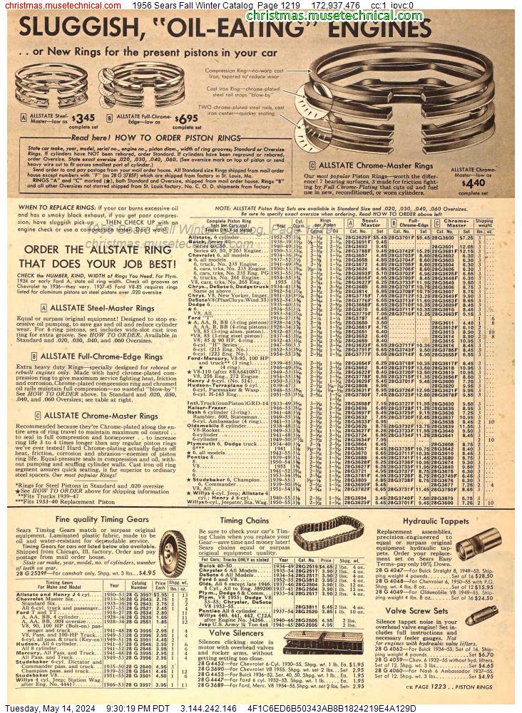 1956 Sears Fall Winter Catalog, Page 1219