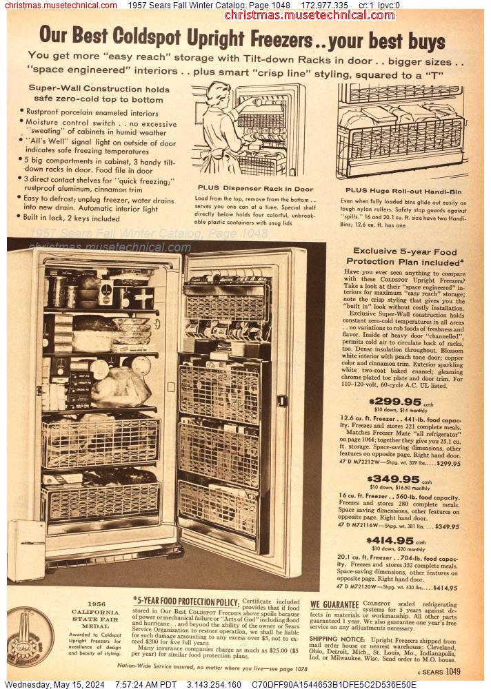 1957 Sears Fall Winter Catalog, Page 1048