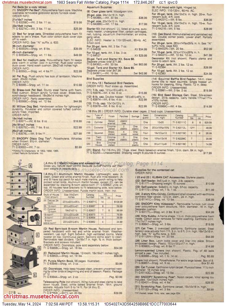 1983 Sears Fall Winter Catalog, Page 1114