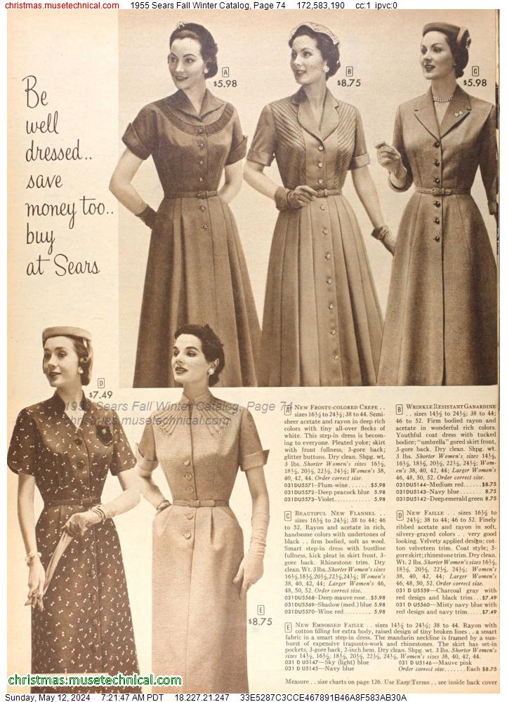 1955 Sears Fall Winter Catalog, Page 74