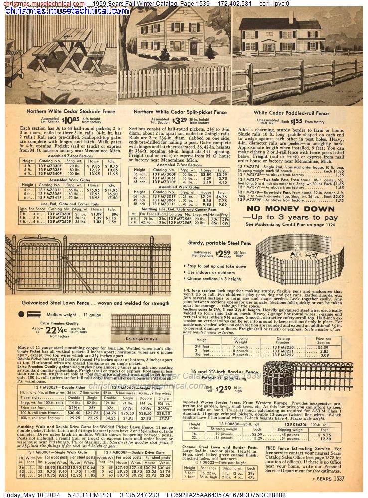 1959 Sears Fall Winter Catalog, Page 1539
