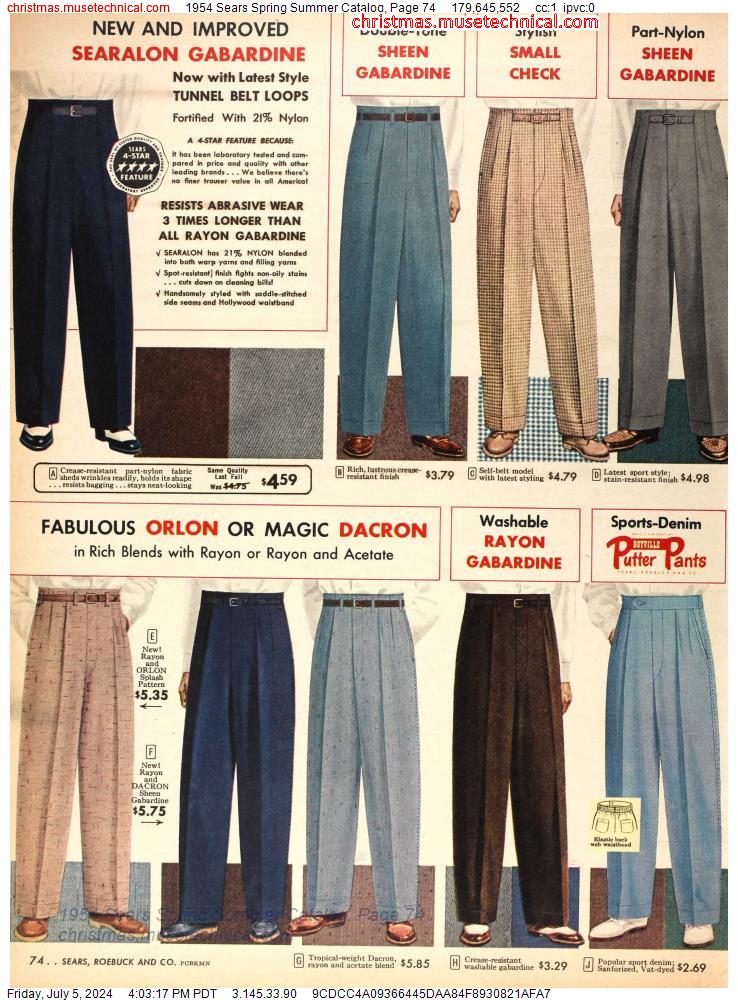 1954 Sears Spring Summer Catalog, Page 74