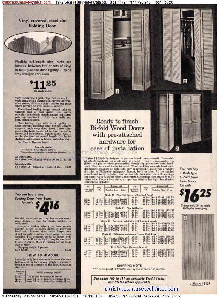 1972 Sears Fall Winter Catalog, Page 1179