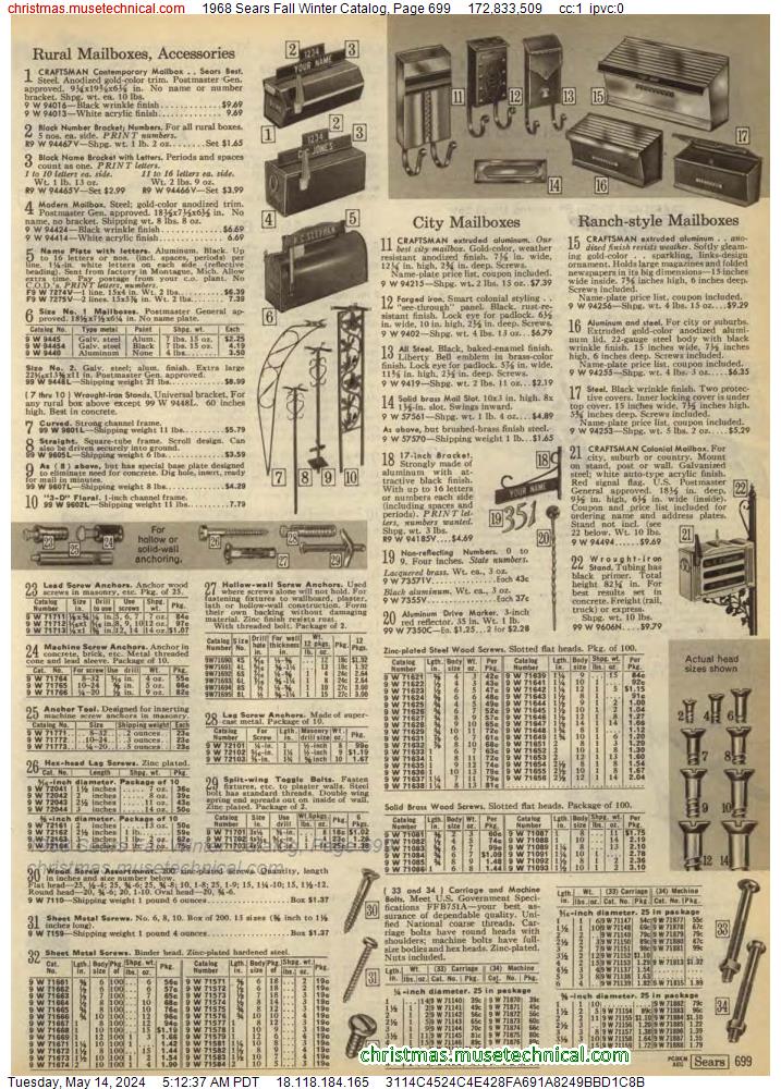 1968 Sears Fall Winter Catalog, Page 699