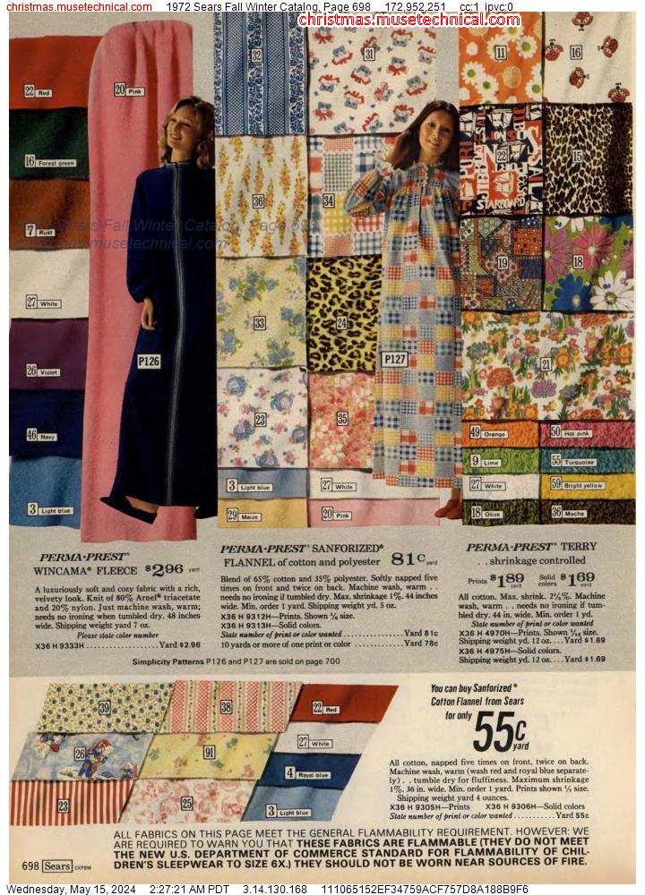 1972 Sears Fall Winter Catalog, Page 698