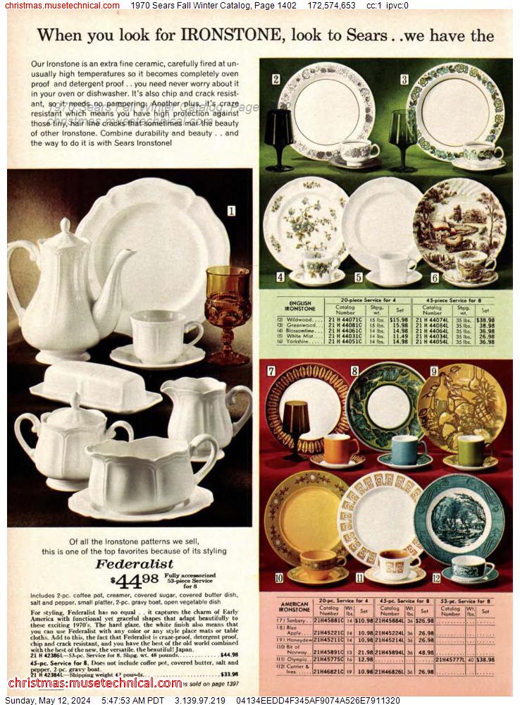 1970 Sears Fall Winter Catalog, Page 1402