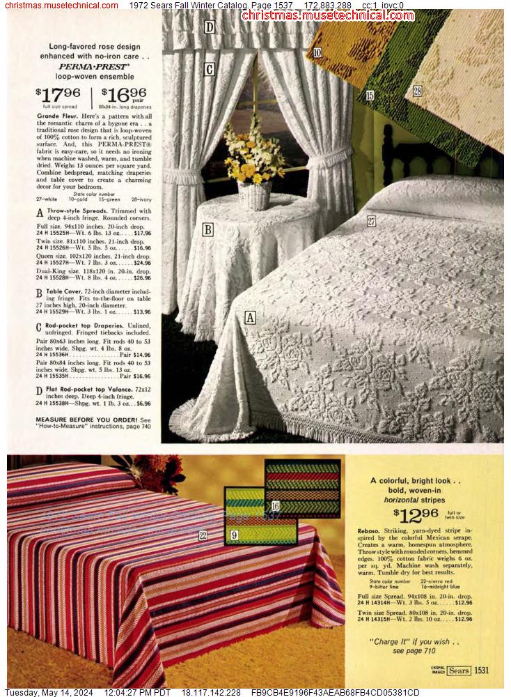 1972 Sears Fall Winter Catalog, Page 1537