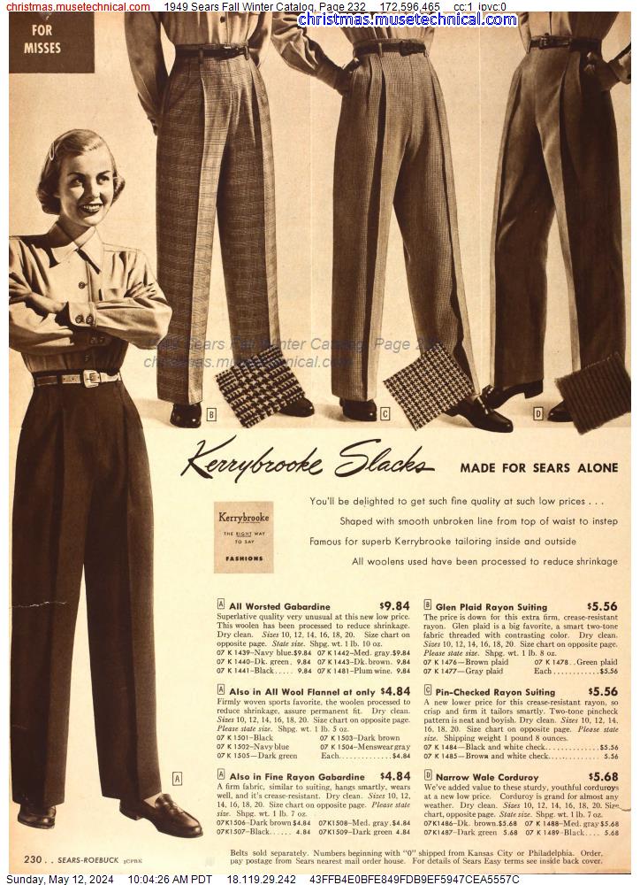 1949 Sears Fall Winter Catalog, Page 232