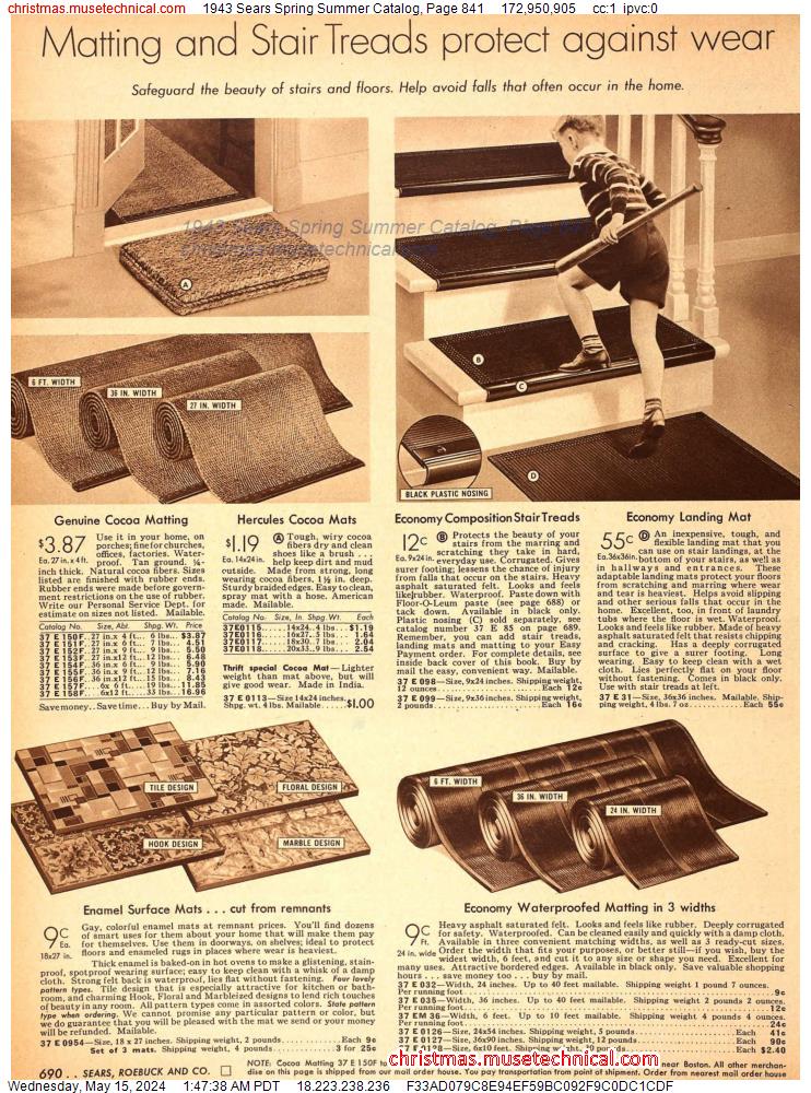 1943 Sears Spring Summer Catalog, Page 841