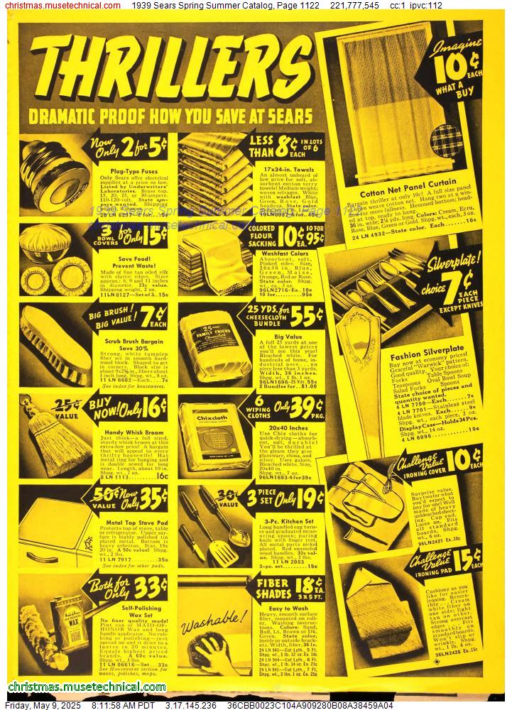 1939 Sears Spring Summer Catalog, Page 1122