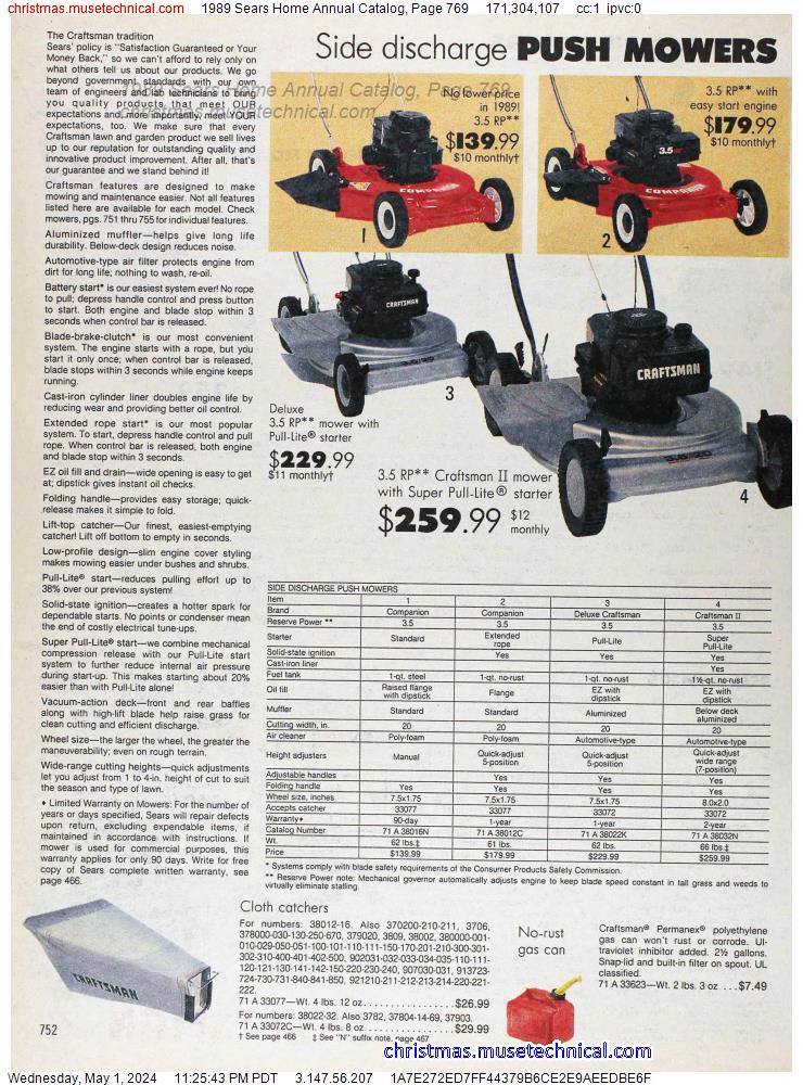 1989 Sears Home Annual Catalog, Page 769