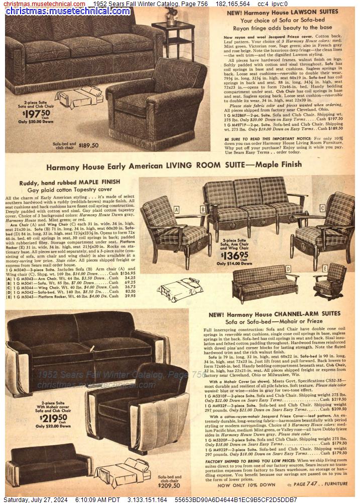 1952 Sears Fall Winter Catalog, Page 756
