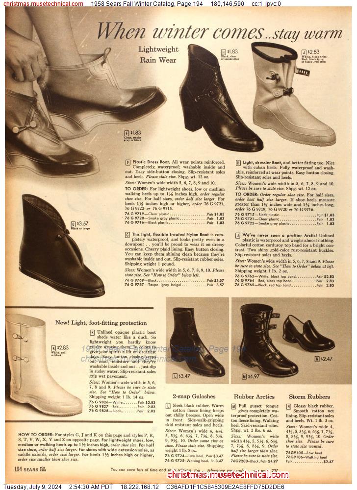 1958 Sears Fall Winter Catalog, Page 194