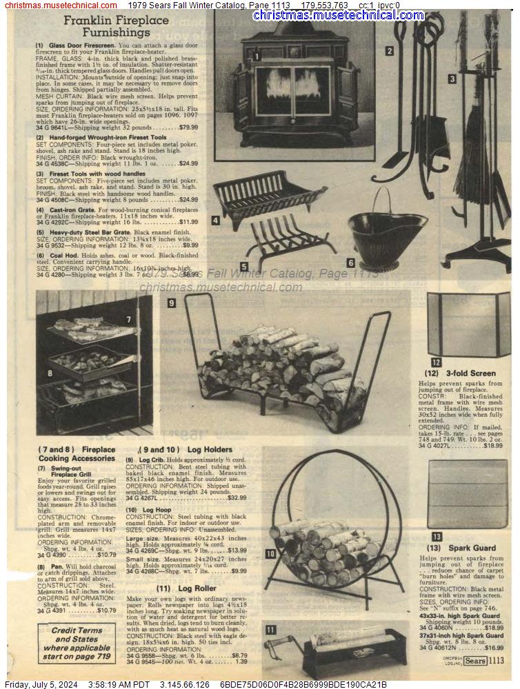 1979 Sears Fall Winter Catalog, Page 1113