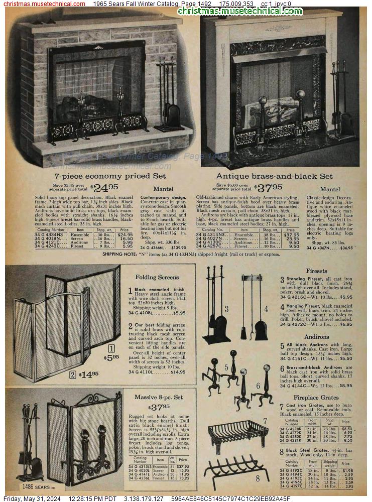 1965 Sears Fall Winter Catalog, Page 1492