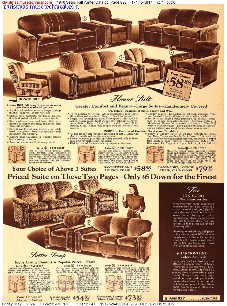 1940 Sears Fall Winter Catalog, Page 893