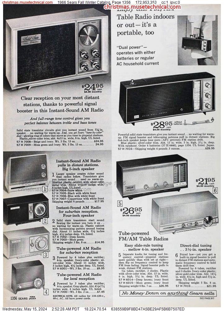 1966 Sears Fall Winter Catalog, Page 1356