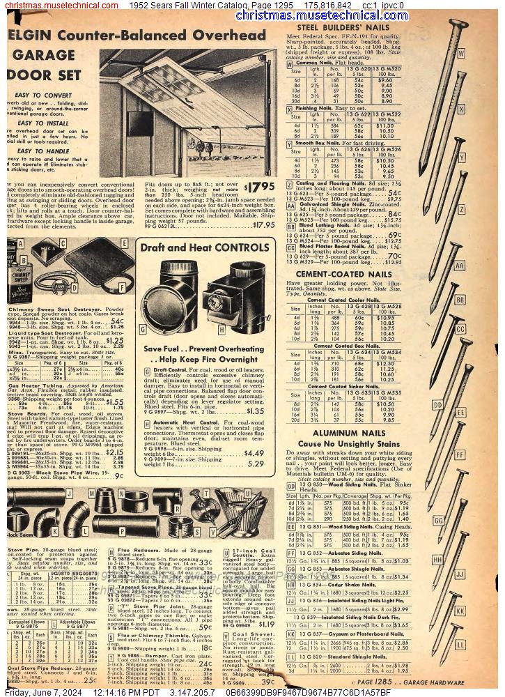 1952 Sears Fall Winter Catalog, Page 1295