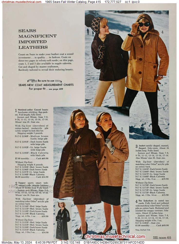 1965 Sears Fall Winter Catalog, Page 415