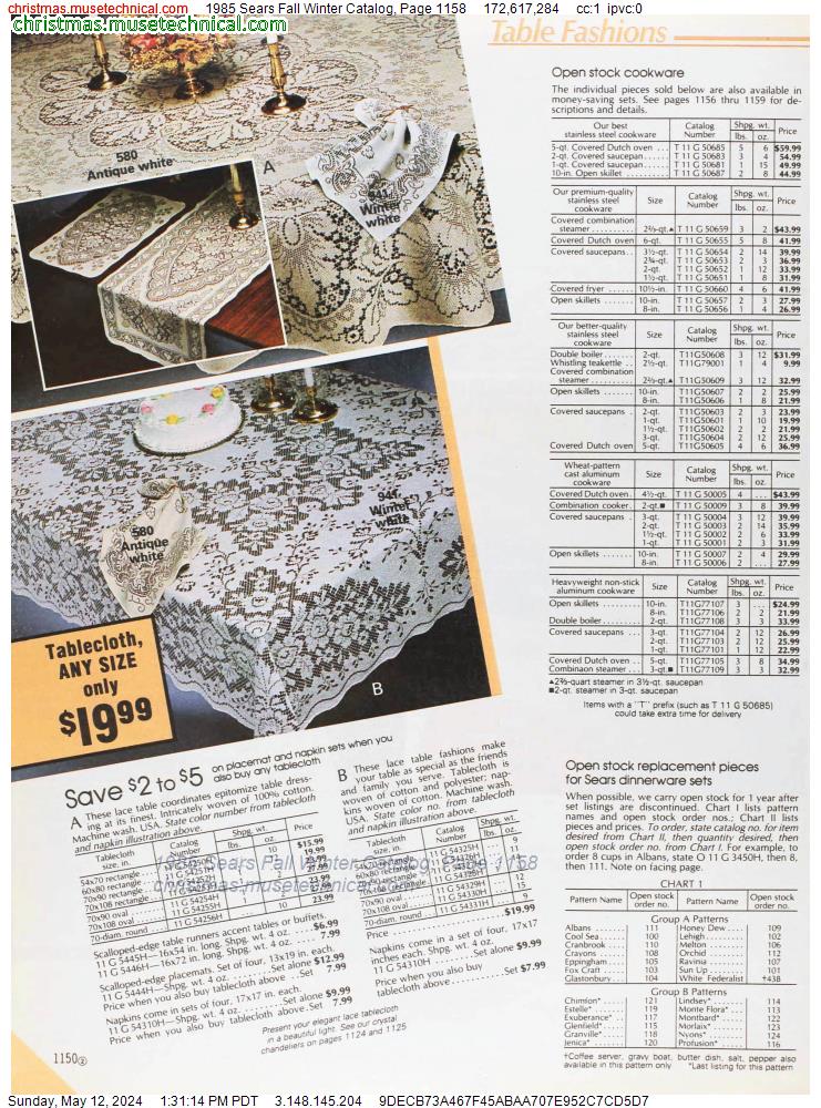 1985 Sears Fall Winter Catalog, Page 1158
