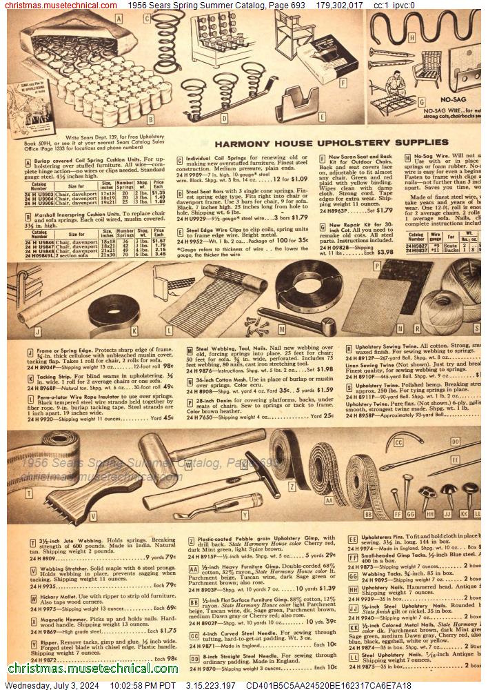 1956 Sears Spring Summer Catalog, Page 693