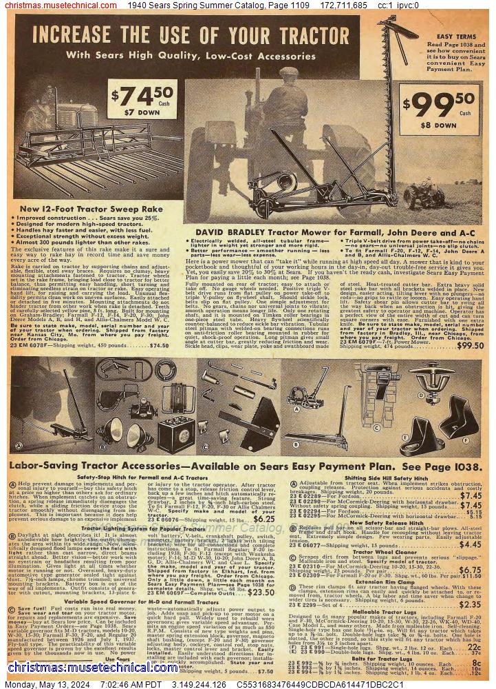 1940 Sears Spring Summer Catalog, Page 1109