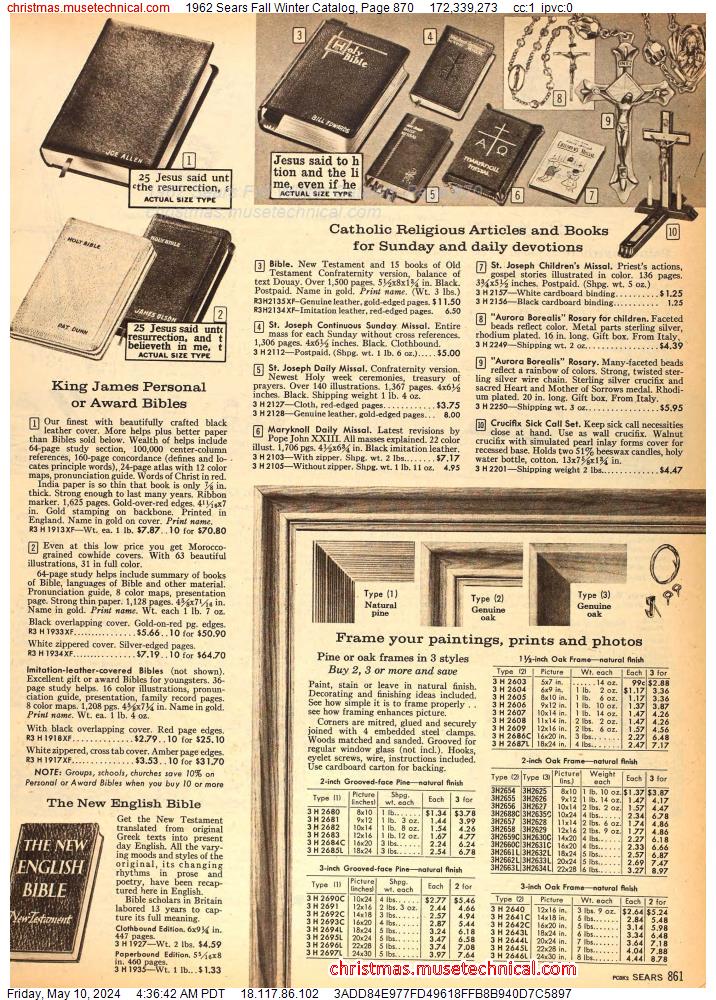 1962 Sears Fall Winter Catalog, Page 870