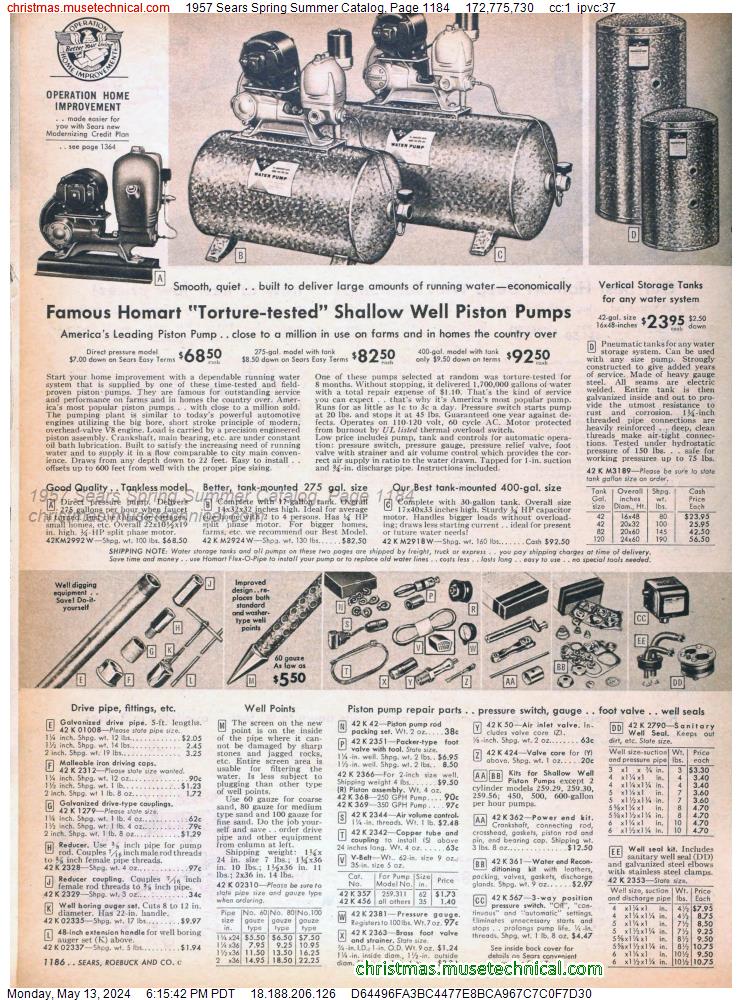 1957 Sears Spring Summer Catalog, Page 1184