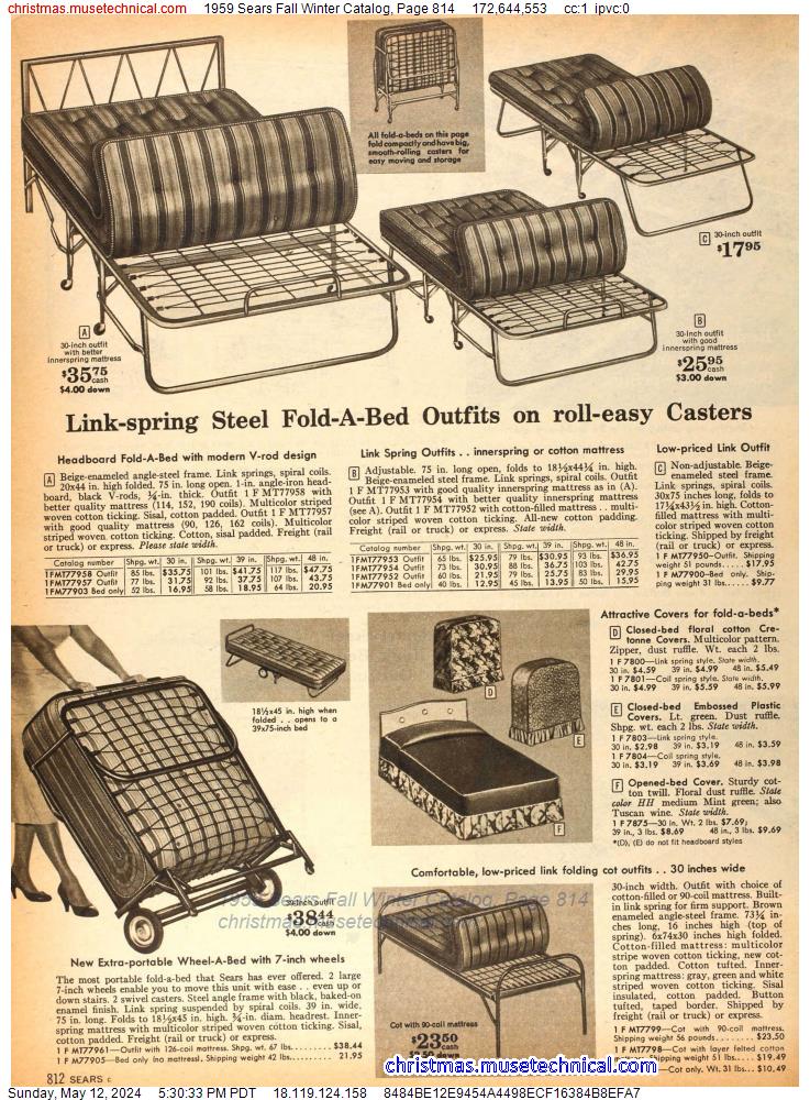 1959 Sears Fall Winter Catalog, Page 814