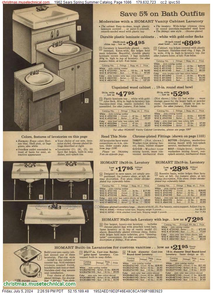 1962 Sears Spring Summer Catalog, Page 1086