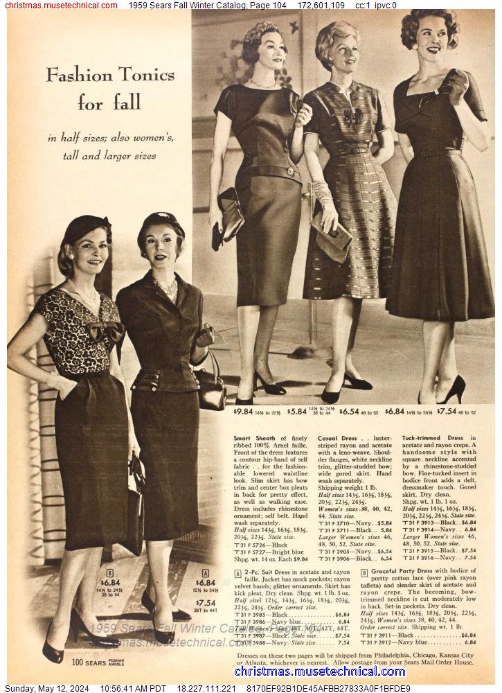 1959 Sears Fall Winter Catalog, Page 104