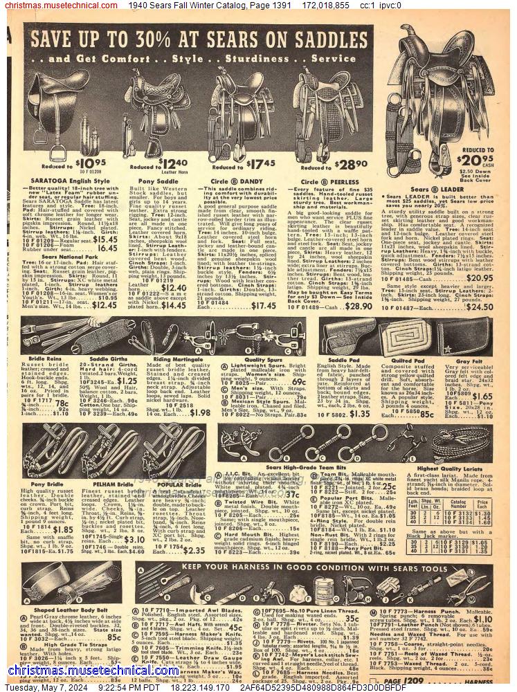 1940 Sears Fall Winter Catalog, Page 1391