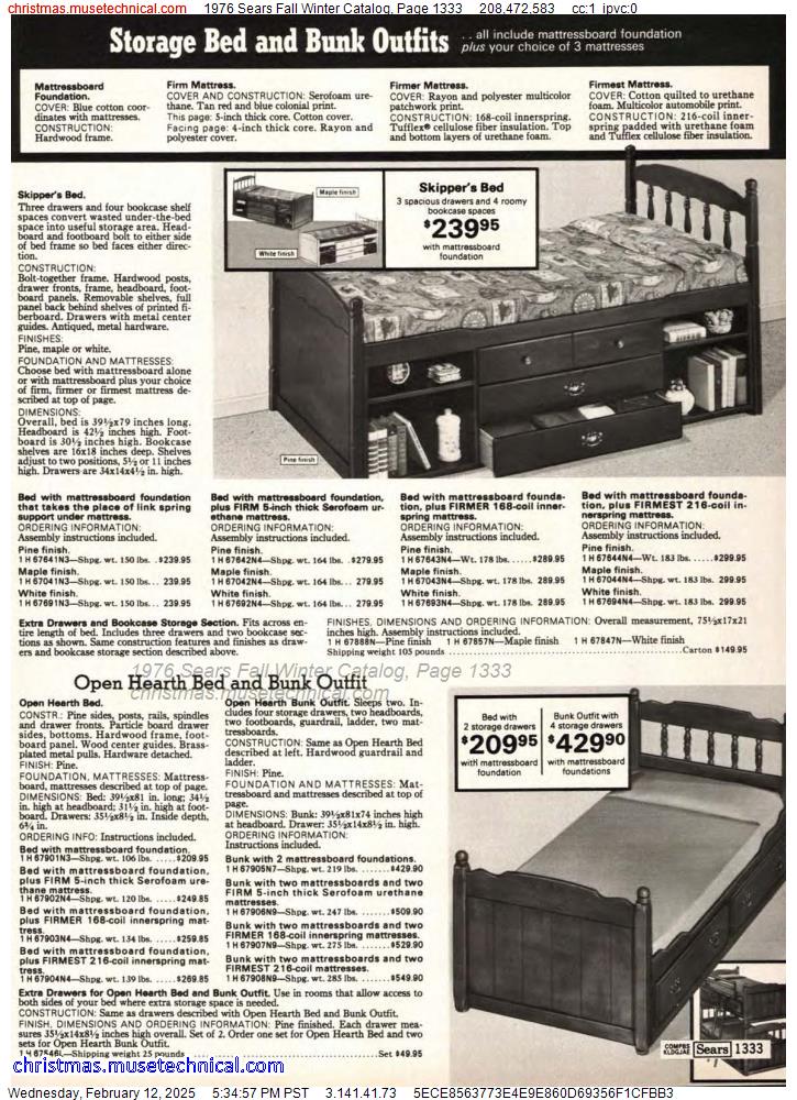 1976 Sears Fall Winter Catalog, Page 1333