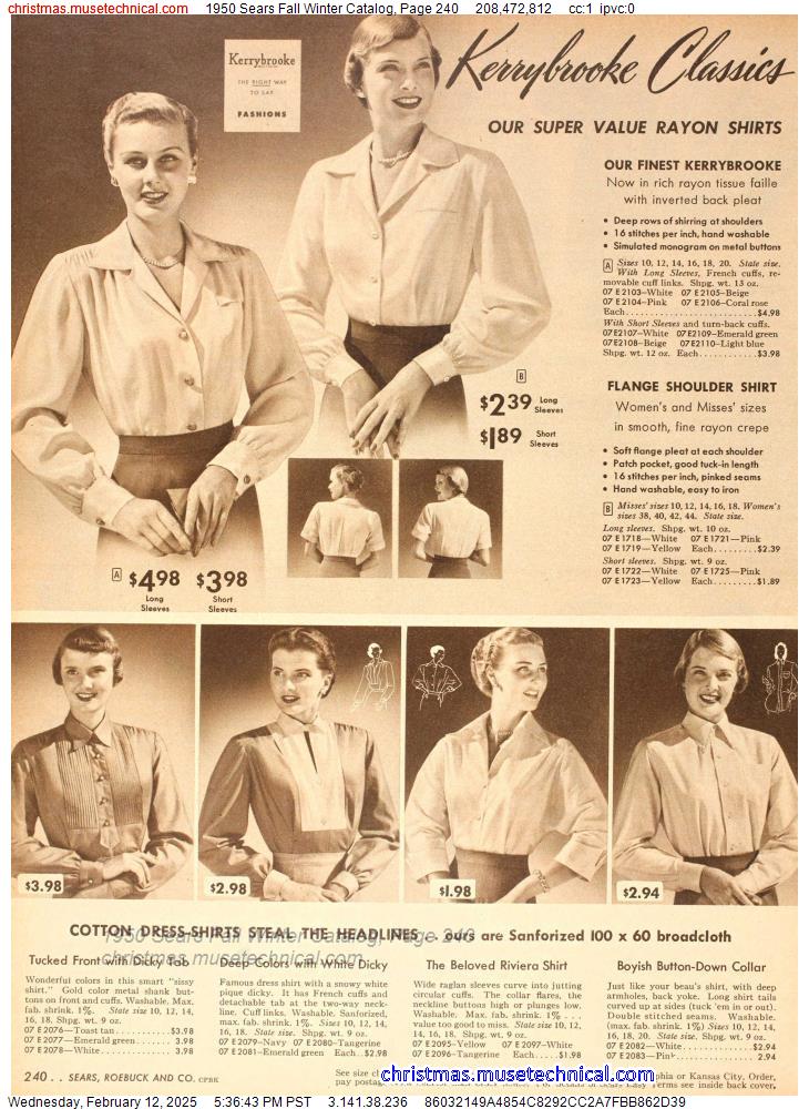 1950 Sears Fall Winter Catalog, Page 240