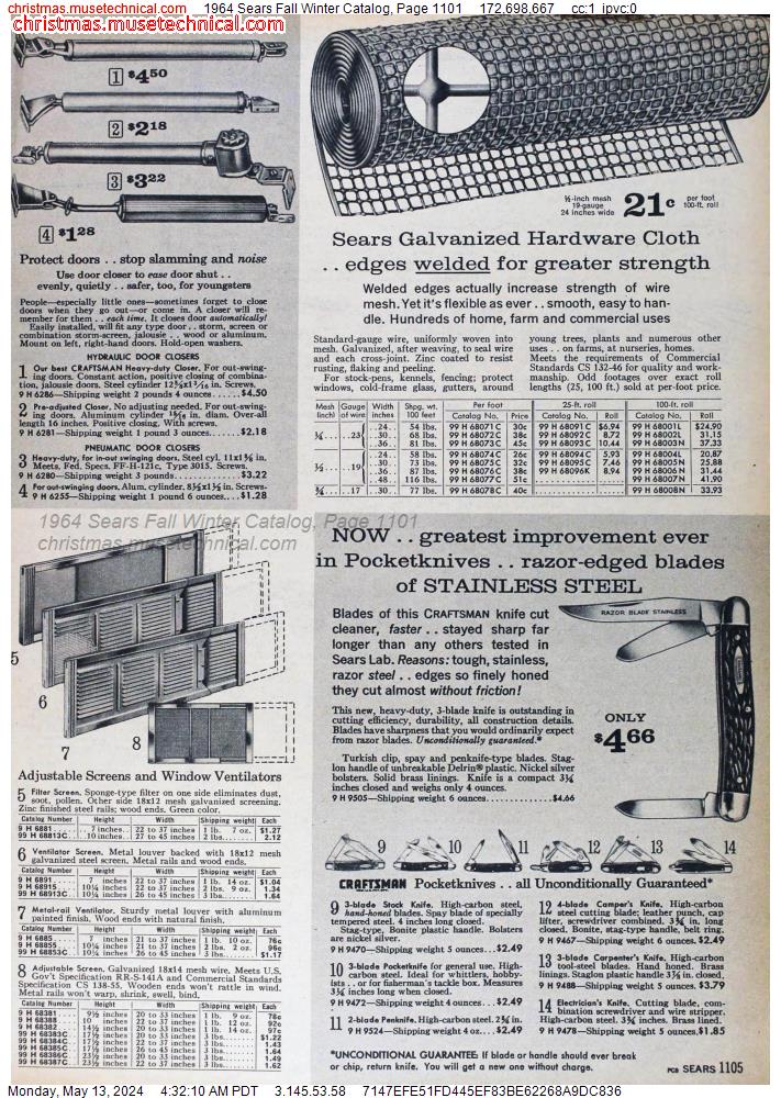 1964 Sears Fall Winter Catalog, Page 1101