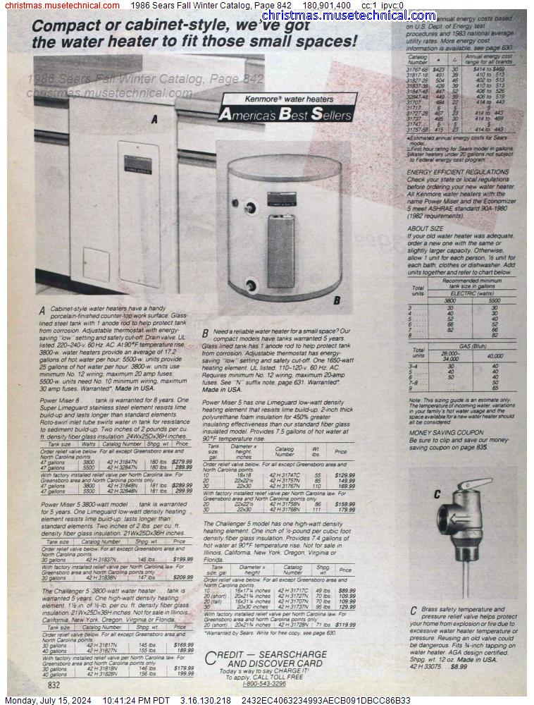 1986 Sears Fall Winter Catalog, Page 842