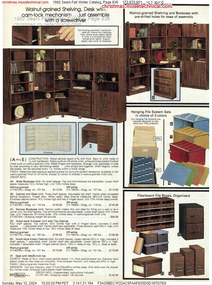 1982 Sears Fall Winter Catalog, Page 836